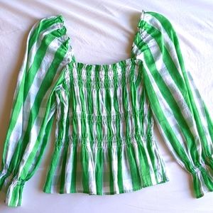 Green Plaid Smock Top